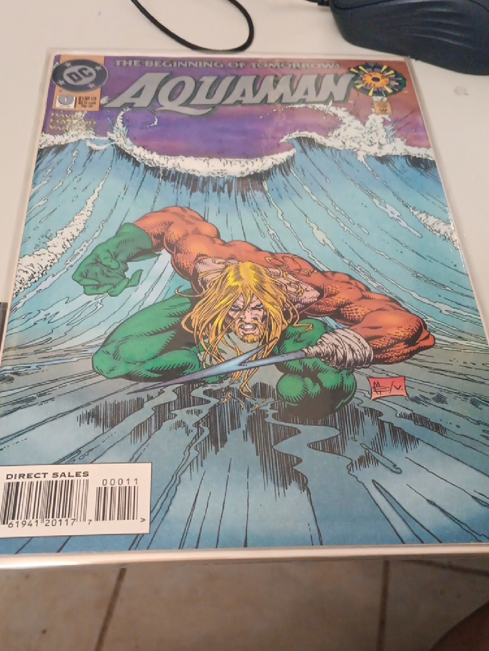 DC Aquaman Comic Cover — Orange, Green, Yellow, Blue, Purple In A Sleeve